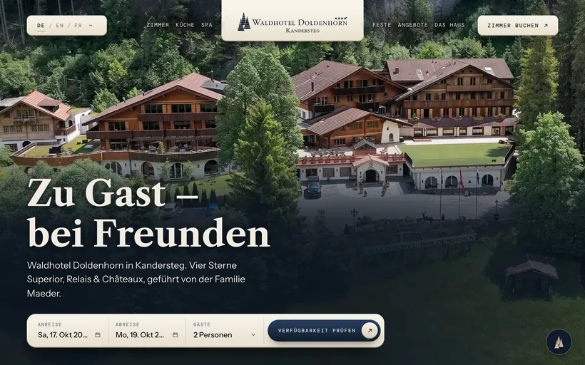 Die neue Startseite: Waldhotel Doldenhorn