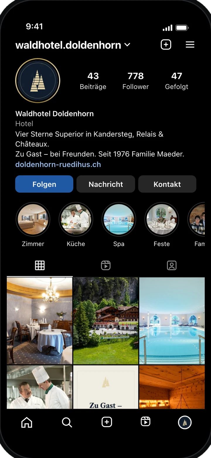 Der Feed am Handy: Waldhotel Doldenhorn
